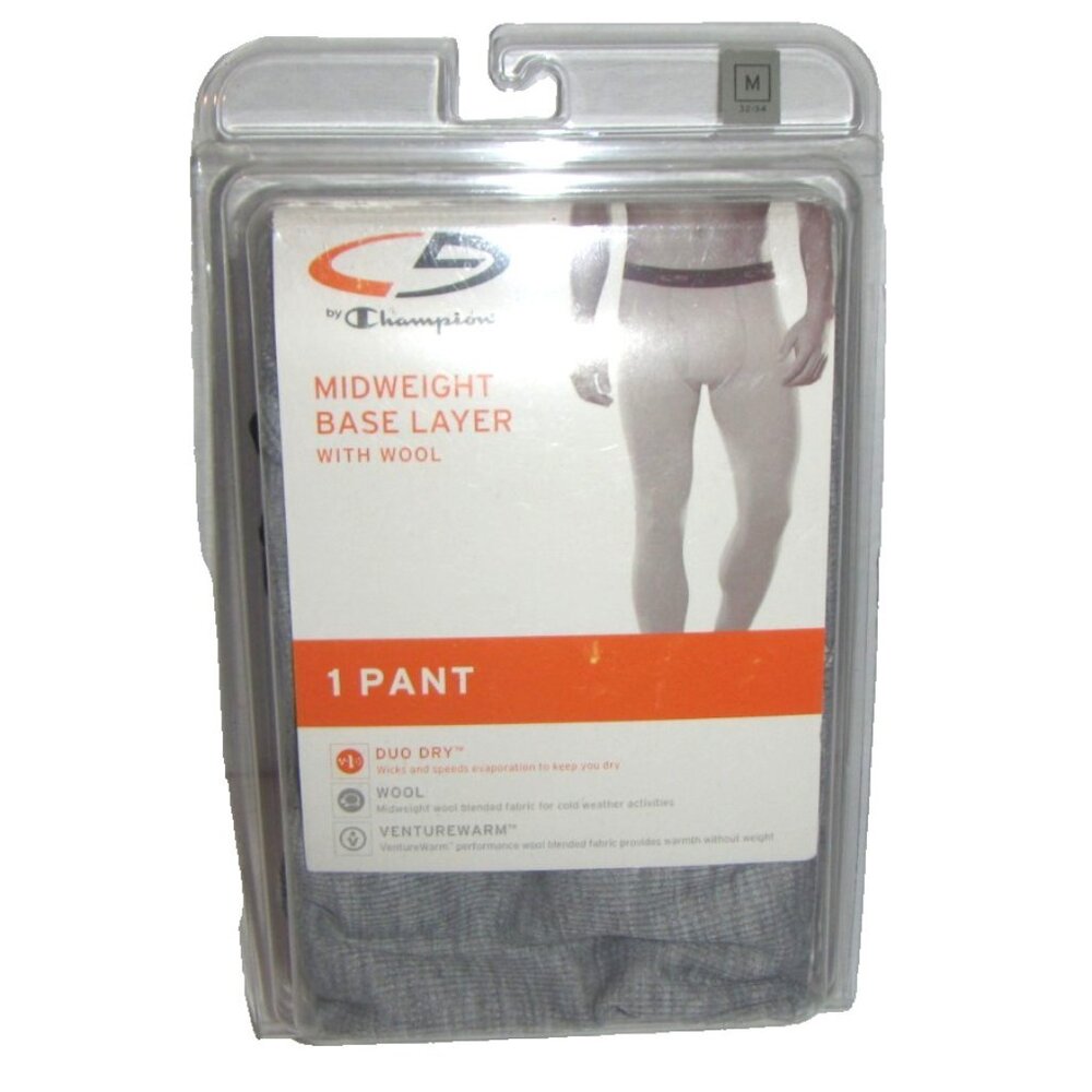 Champion C9 Midweight Base Layer Long Johns Duo Dry Pants Gray M 32-34 NEW